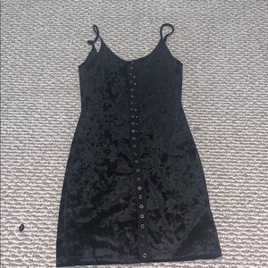 Black mini button up dress